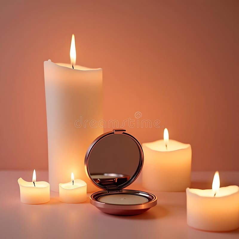 Eleganță fără efort care luminează modernitatea reflectorizantă a unui compact de machiaj metalic stock illustration