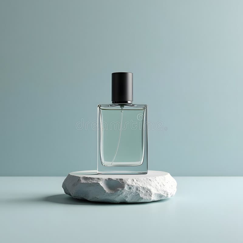 Eleganță fără efort o sticlă modernă de parfum pe piatră netedă vector illustration