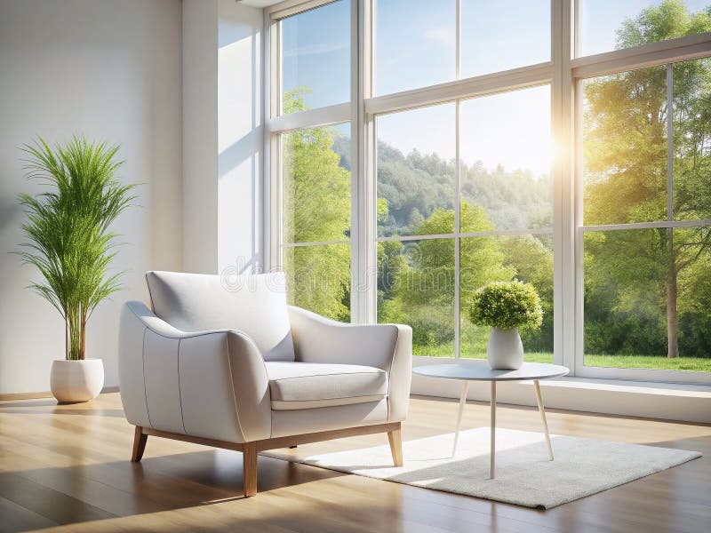 Eleganță fără efort O sufragerie minimalistă modernă cu design interior inspirat alb vector illustration