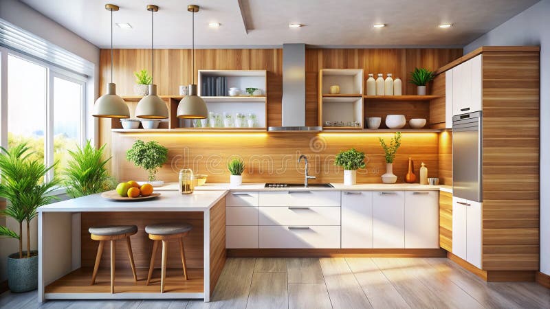Eleganță Fără Efort Un Design Modern Minimalist de Bucătărie, Cu Linii Simple și Estetică Simplă, Pentru un Spațiu Contemporan vector illustration