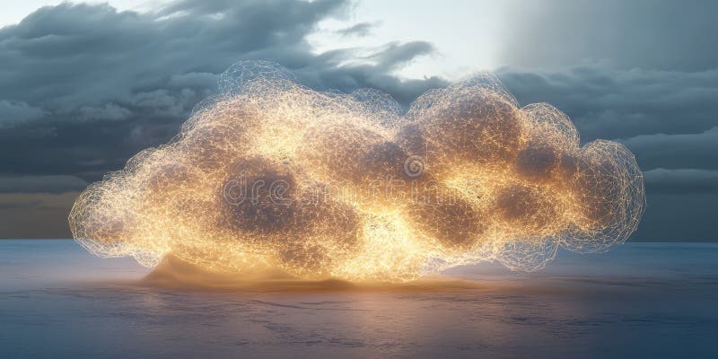 Elektrifizierende Cloudscape : Lichtnetz im atmosphärischen Horizont lizenzfreie abbildung