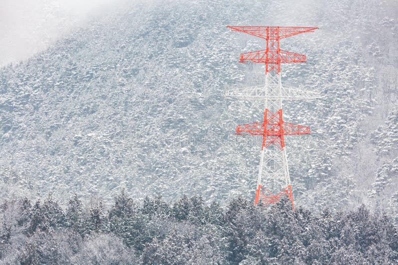 Elektrische Pfosten Winter-Landschaft stockfotos Elektrische Pfosten Winter-Landschaft stockfotos