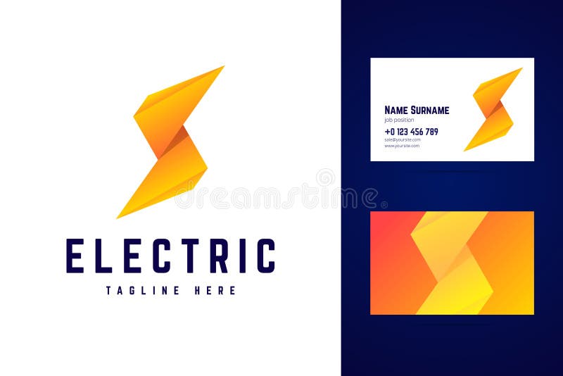 Elektrisk logo- och affärskortmall Blixt undertecknar in funktionsläge royaltyfri illustrationer