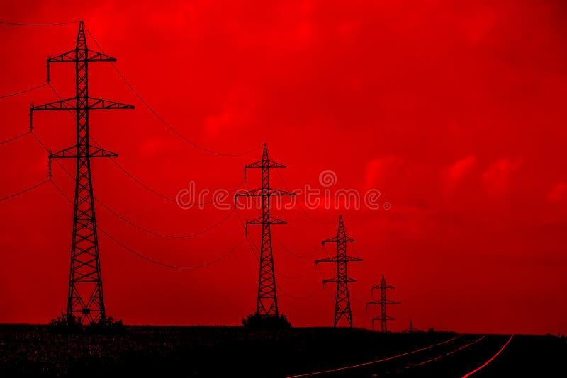 Elektriska kraftledningar royaltyfri bild Elektriska kraftledningar royaltyfri bild