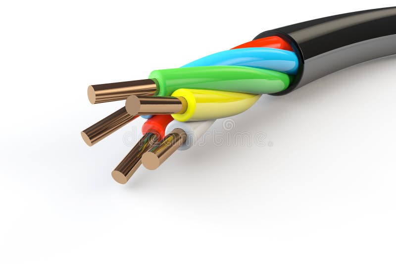 Elektro kabel met draden stock afbeelding. Afbeelding bestaande ...