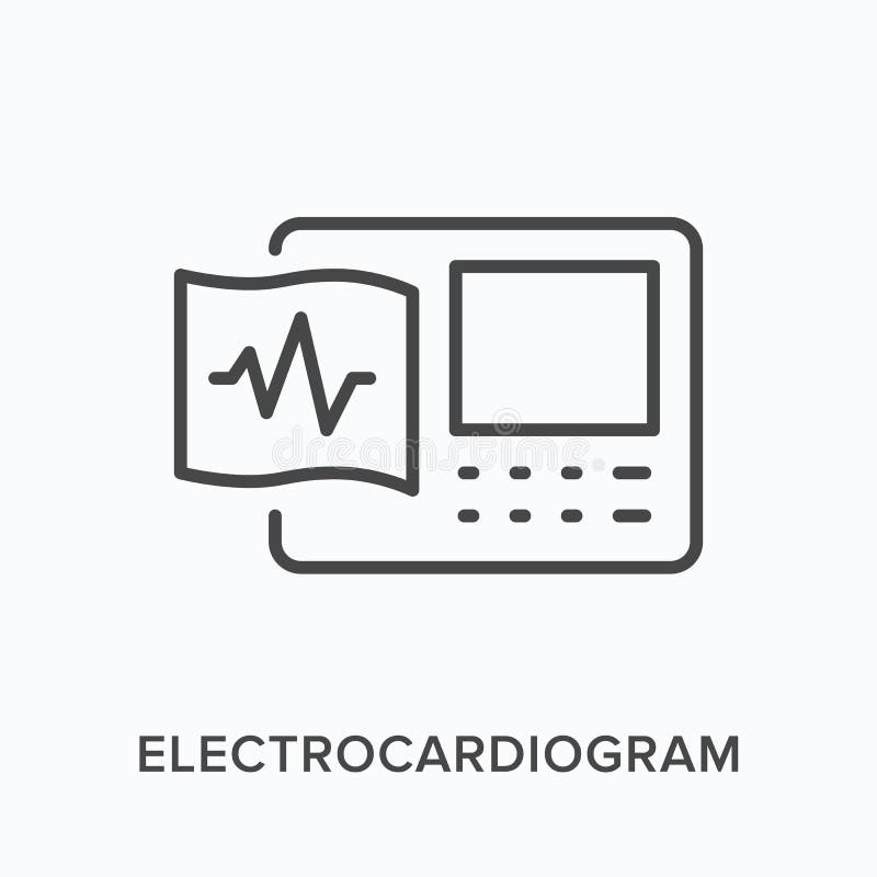 Elektrokardiogramm. Vektorkonturdarstellung eines EKG-Gerätes. schwarzes dünnes lineares Piktogramm für Herz lizenzfreie abbildung