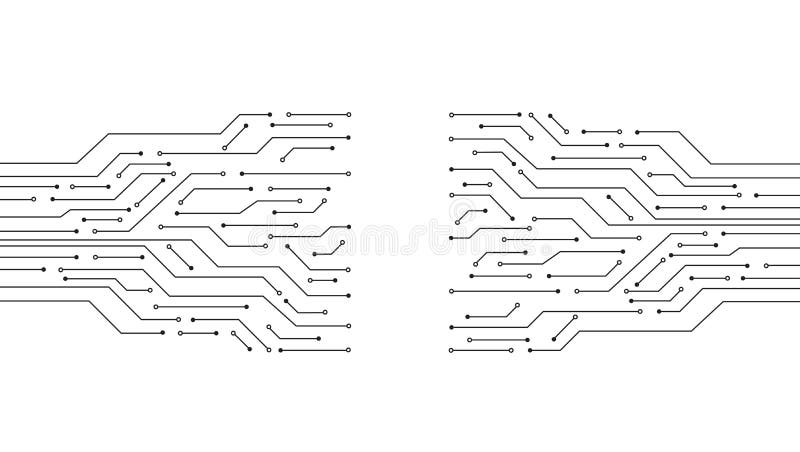 Elektronika obwodowa wyizolowana na białym tle. bezszwowe układy scalone. ilustracja wektorowa ilustracji