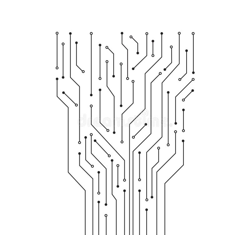 Elektronika obwodowa wyizolowana na białym tle. tło tablicy obwodów wzorców. ilustracja wektorowa royalty ilustracja