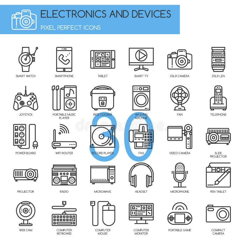 Electronic and Devices , thin line icons set ,pixel perfect icons. Electronic and Devices , thin line icons set ,pixel perfect icons