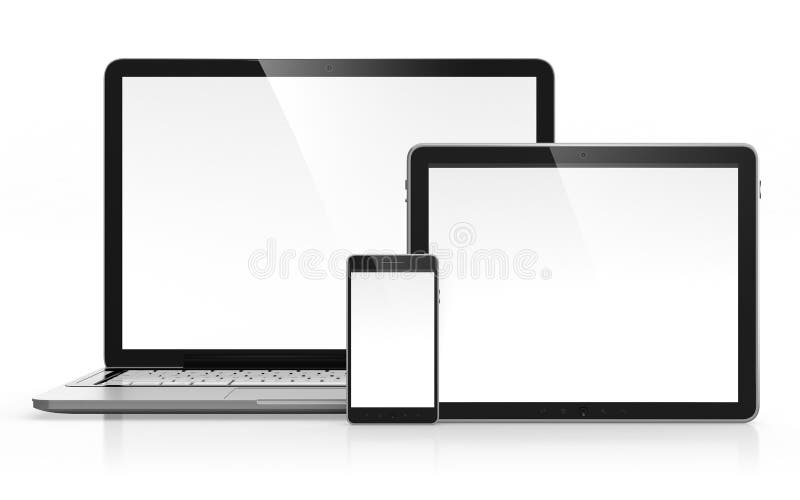 3D illustration of electronic devices on white. 3D illustration of electronic devices on white