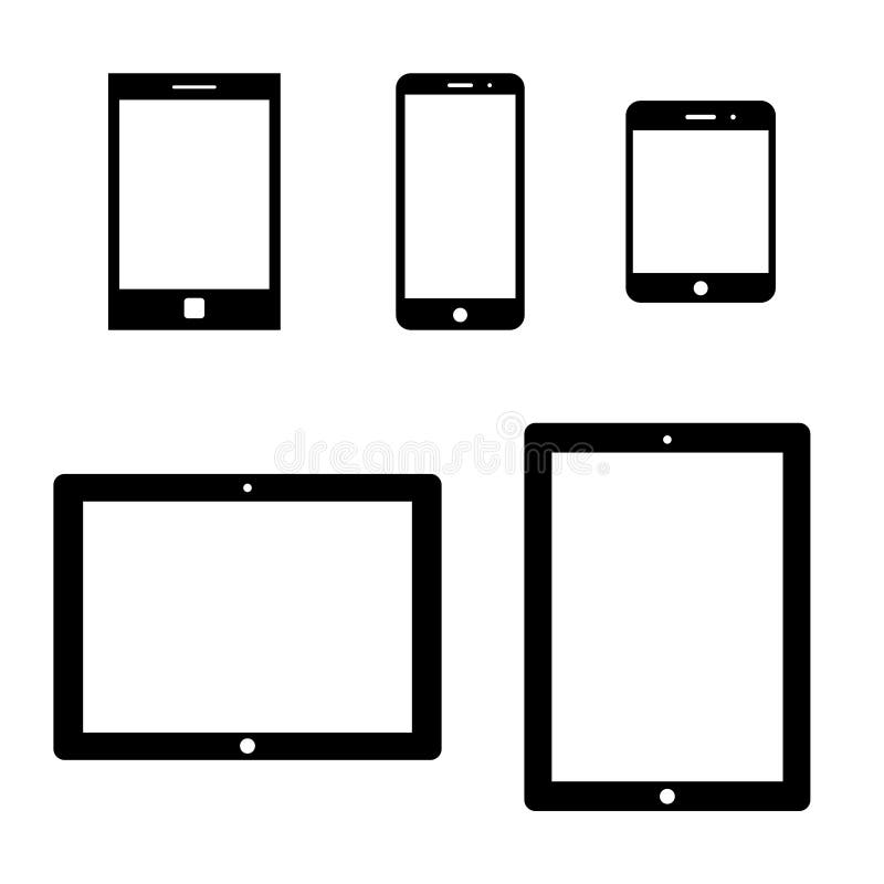 Set of electronic devices with white blank screens. smartphones, tablets. vector eps8. Set of electronic devices with white blank screens. smartphones, tablets. vector eps8