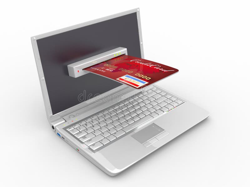 Elektronische handel. Laptop en creditcard. vector illustratie Elektronische handel. Laptop en creditcard. vector illustratie