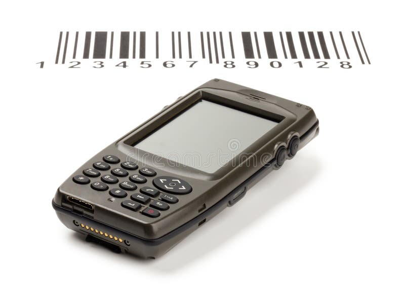 Elektronischer manueller Scanner des Computers der Strichkodes lizenzfreies stockfoto Elektronischer manueller Scanner des Computers der Strichkodes lizenzfreies stockfoto