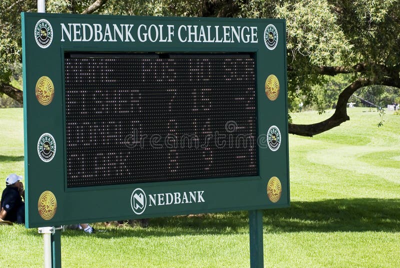 Electronic scoreboard / television set for spectators to view events around the rest of the coarse. Sun City Gary Player Golf Course. Nedbank Million Dollar Golf Tournament 2009. Nedbank Golf Challenge 03 - 06 December 2009. Electronic scoreboard / television set for spectators to view events around the rest of the coarse. Sun City Gary Player Golf Course. Nedbank Million Dollar Golf Tournament 2009. Nedbank Golf Challenge 03 - 06 December 2009.