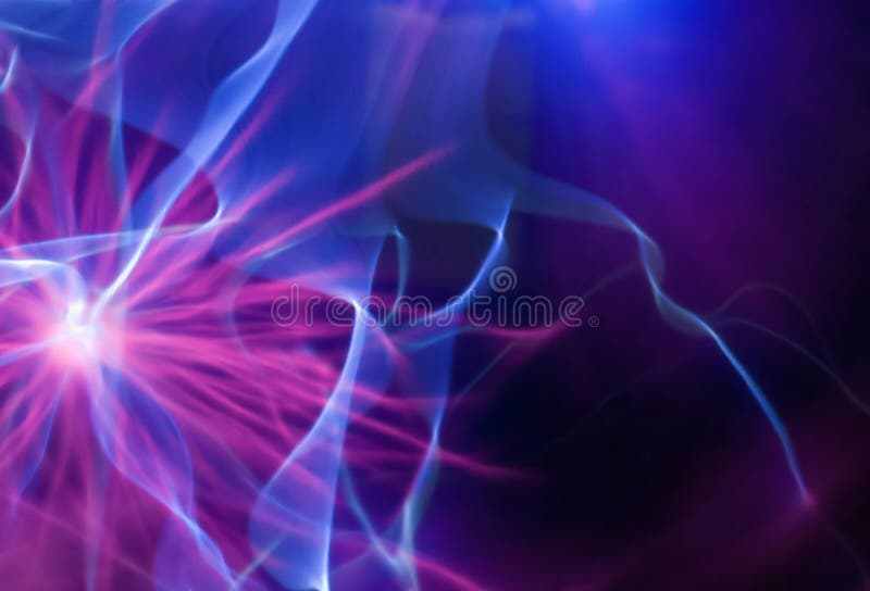 Abstract purple, magenta and blue light flares emitted from electric energy source. Abstract purple, magenta and blue light flares emitted from electric energy source