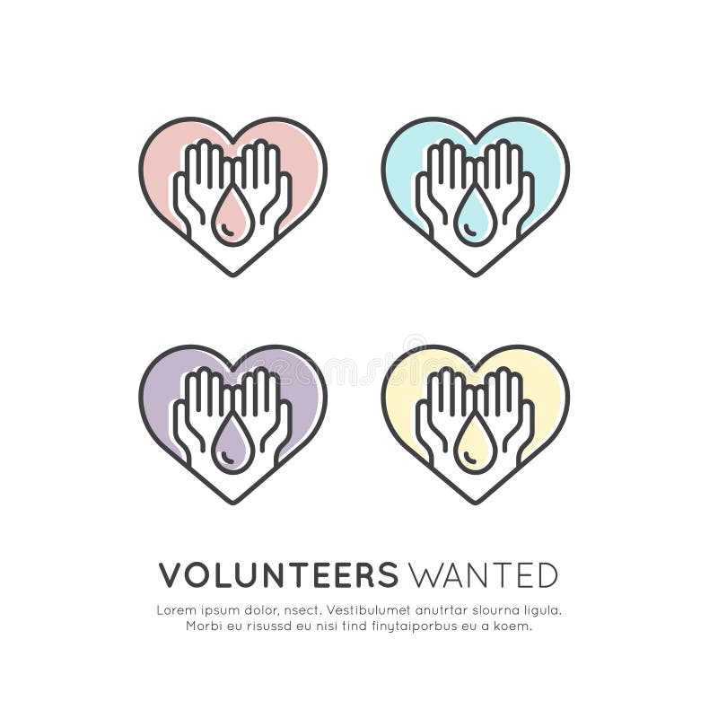 Volunteers wanted. Благотворительность логотип.