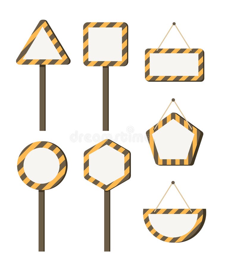 Set of Blank Caution Signs with Copy Space Isolated on White Background royalty free illustration