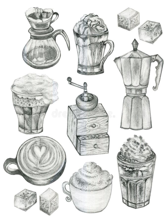 https://thumbs.dreamstime.com/b/element-sketch-pencil-line-coffee-drink-sugar-machine-maker-grinder-illustrations-design-backdrop-restaurant-cafe-177683855.jpg