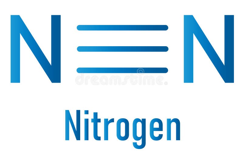 Elemental Nitrogen N2 Molecule. Skeletal Formula. Stock Vector