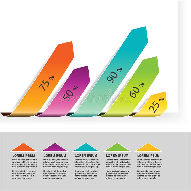 Elemente care afișează diagrama grafică cu săgeți cu grafic simplu colorat în procente cu diagramă diagramă diagramă bară indicato stock illustration