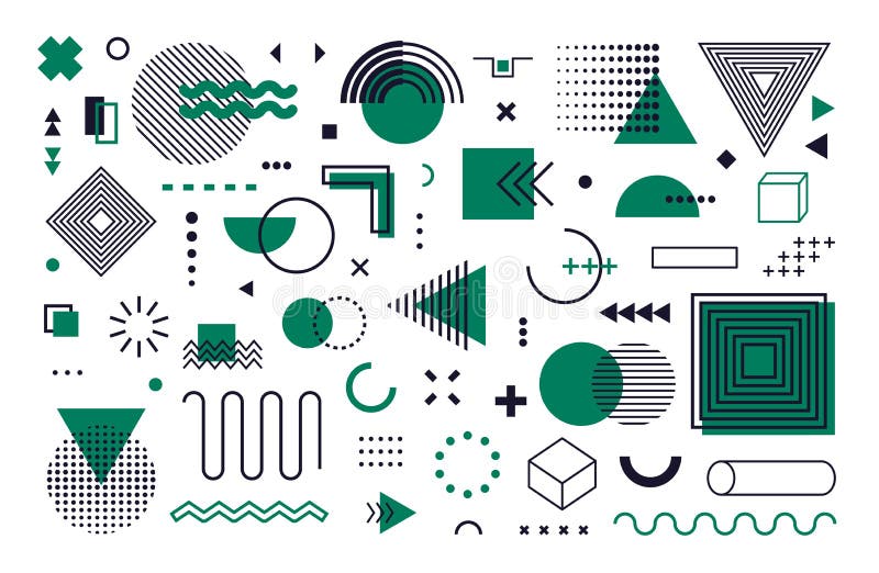 Elemente de proiectare memphis. linie geometrică abstractă forme geometrică modernă set hipster 80s 90s. ilustrare vectorială vector illustration