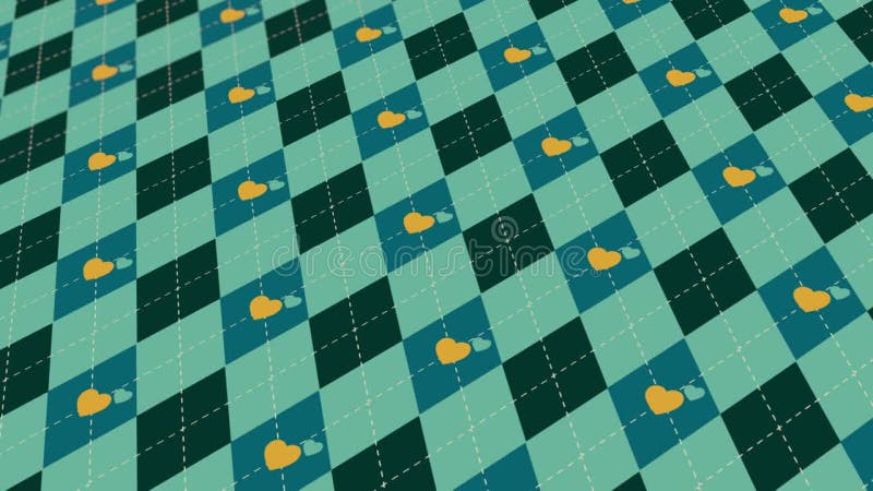 Elemente geometrice în formă de inimă abstractă animată. fundal gradient verde vector illustration