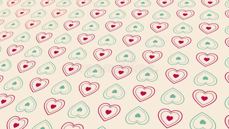 Elemente geometrice în formă de inimă abstractă animată. fundal gradient verde roșu vector illustration