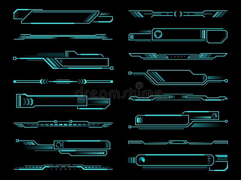Elementi bordi visualizzazione casella informazioni futuristiche illustrazione vettoriale
