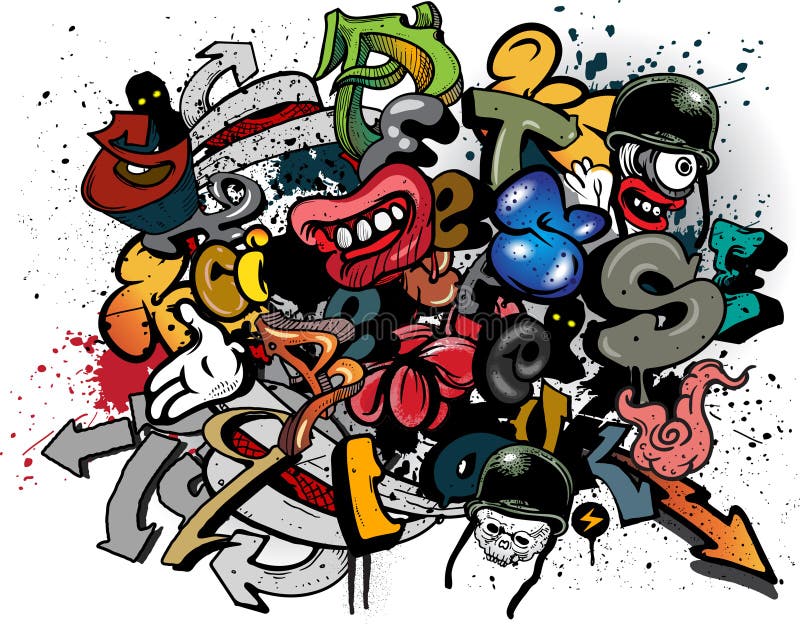 Elementi dei graffiti illustrazione di stock Elementi dei graffiti illustrazione di stock