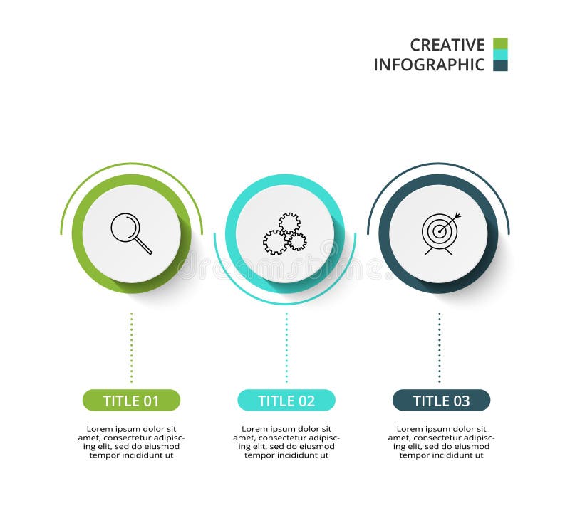 Elementi del cerchio del grafico, del diagramma con 3 punti, delle opzioni, delle parti o dei processi Modello per infographic, p royalty illustrazione gratis Elementi del cerchio del grafico, del diagramma con 3 punti, delle opzioni, delle parti o dei processi Modello per infographic, p royalty illustrazione gratis