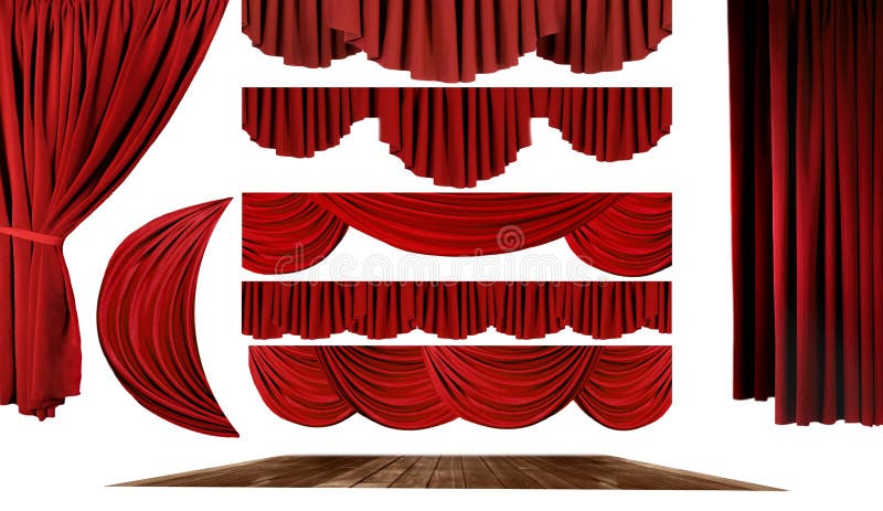 Dramatic red old fashioned elegant theater stage elements of swags to make your own background. Dramatic red old fashioned elegant theater stage elements of swags to make your own background