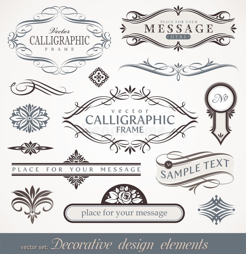 Elementi di disegno &amp; decorazione calligrafici della pagina