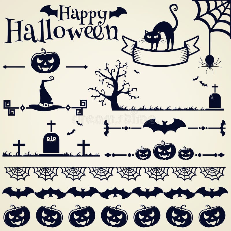 Happy Halloween! Collection of elements for design and page decoration. Vector illustration. Happy Halloween! Collection of elements for design and page decoration. Vector illustration.