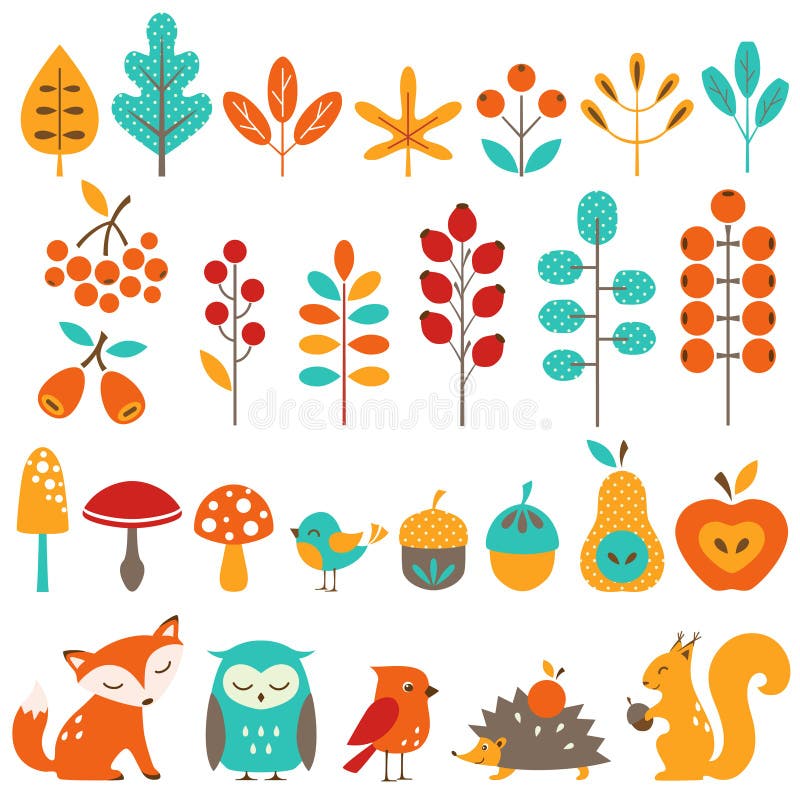 Elementi di progettazione di autunno di ?ute illustrazione di stock Elementi di progettazione di autunno di ?ute illustrazione di stock