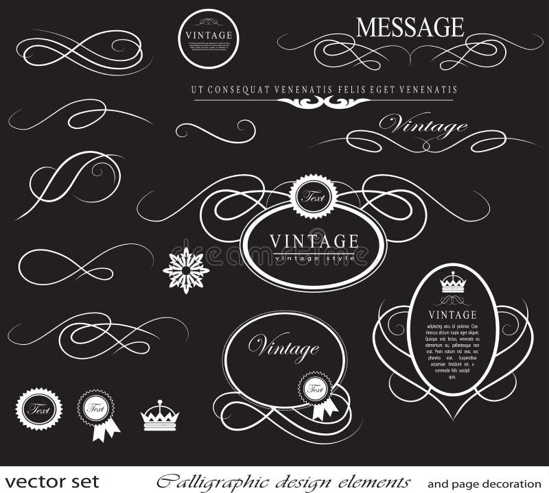 Elementi di progettazione e decorazione calligrafici della pagina illustrazione vettoriale