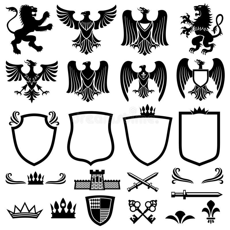 Elementi di vettore della stemma della famiglia per gli emblemi reali araldici