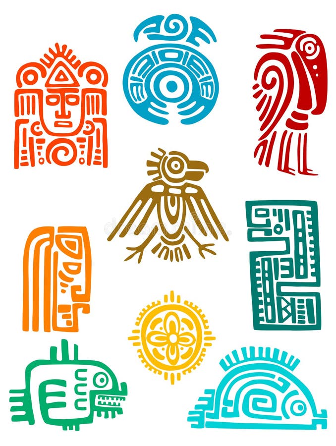 Elementi e simboli antichi del maya illustrazione di stock Elementi e simboli antichi del maya illustrazione di stock