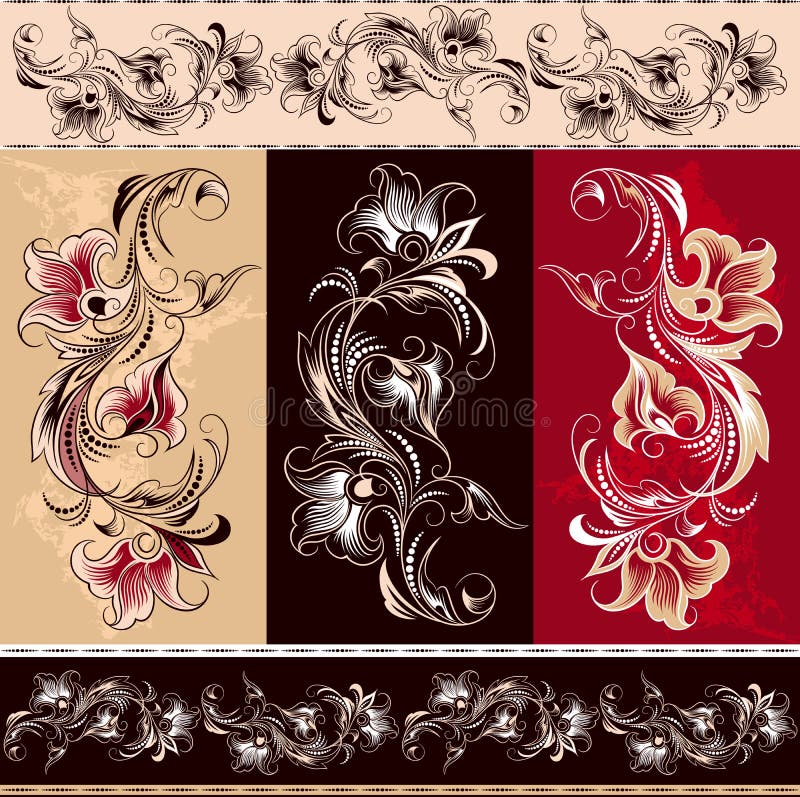 Elementi floreali decorativi illustrazione di stock