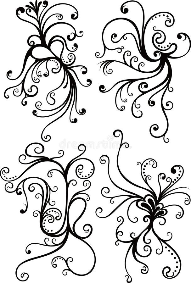 Elementi floreali di turbinio illustrazione di stock