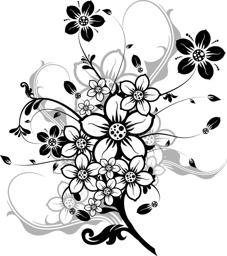 Elementi floreali per il disegno royalty illustrazione gratis