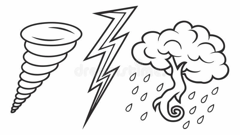 Elementi meteorologici intensi Tornado Lightning Rainstorm vector design Generative AI illustrazione di stock