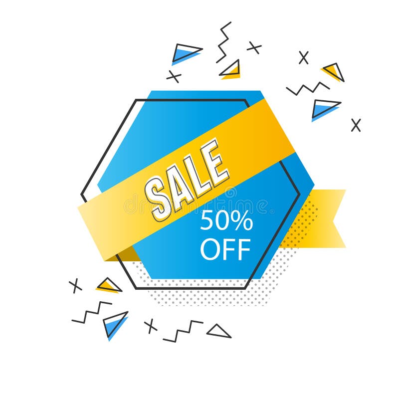 Elementi moderni minimalisti di esagono di esagono arancio blu Progettazione del modello dell'insegna di vendita di 50% Offerta s illustrazione di stock Elementi moderni minimalisti di esagono di esagono arancio blu Progettazione del modello dell'insegna di vendita di 50% Offerta s illustrazione di stock
