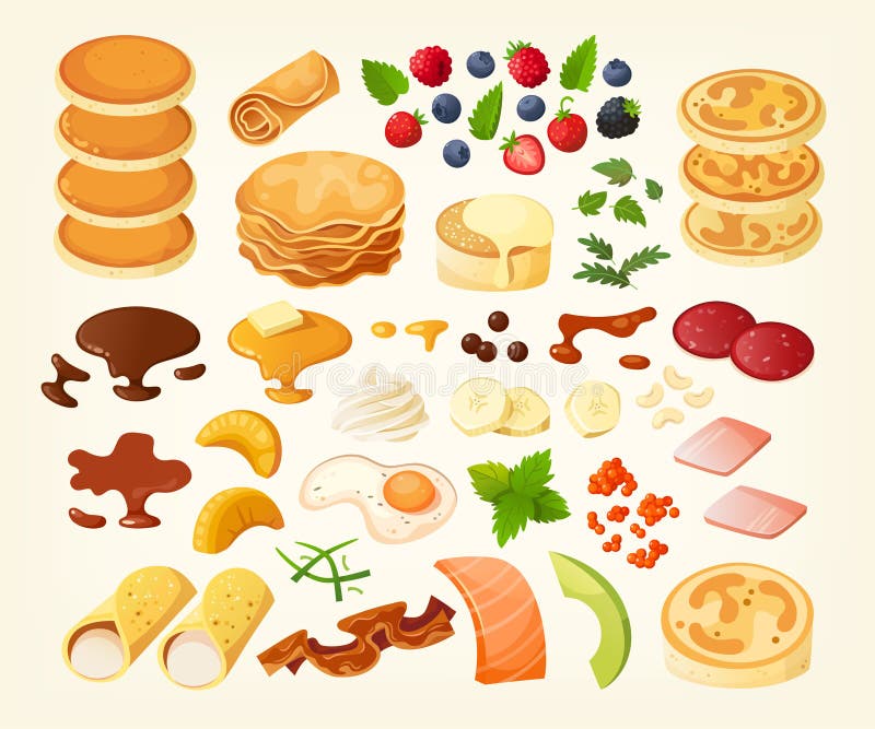 Elementi per creare la colazione dei pancake. illustrazione vettoriale
