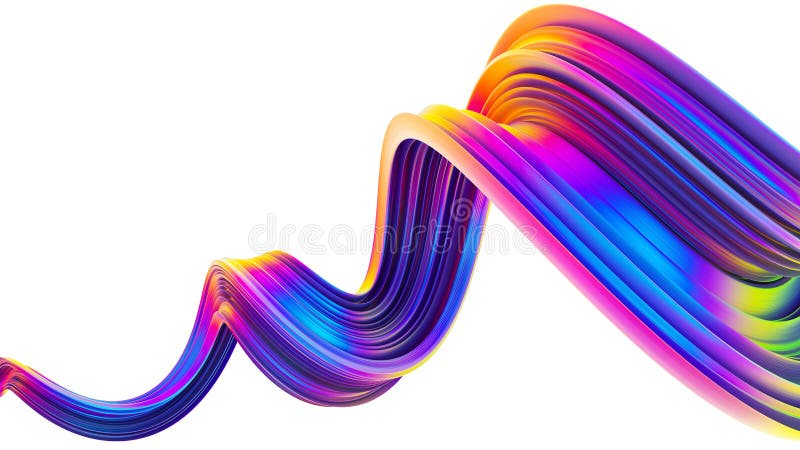 Elemento astratto luminoso ondulato di progettazione 3D nei colori d'avanguardia al neon olografici illustrazione vettoriale