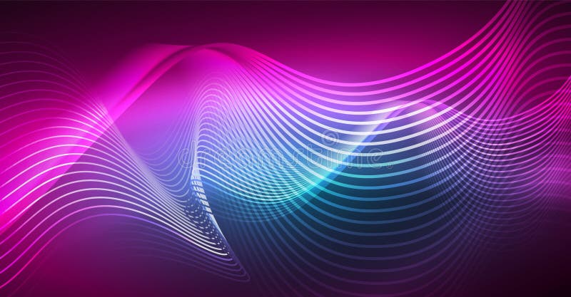 Elemento brillante abstracto del diseño de la onda del color del glowinng en fondo oscuro - ciencia o concepto de la tecnología stock de ilustración Elemento brillante abstracto del diseño de la onda del color del glowinng en fondo oscuro - ciencia o concepto de la tecnología stock de ilustración