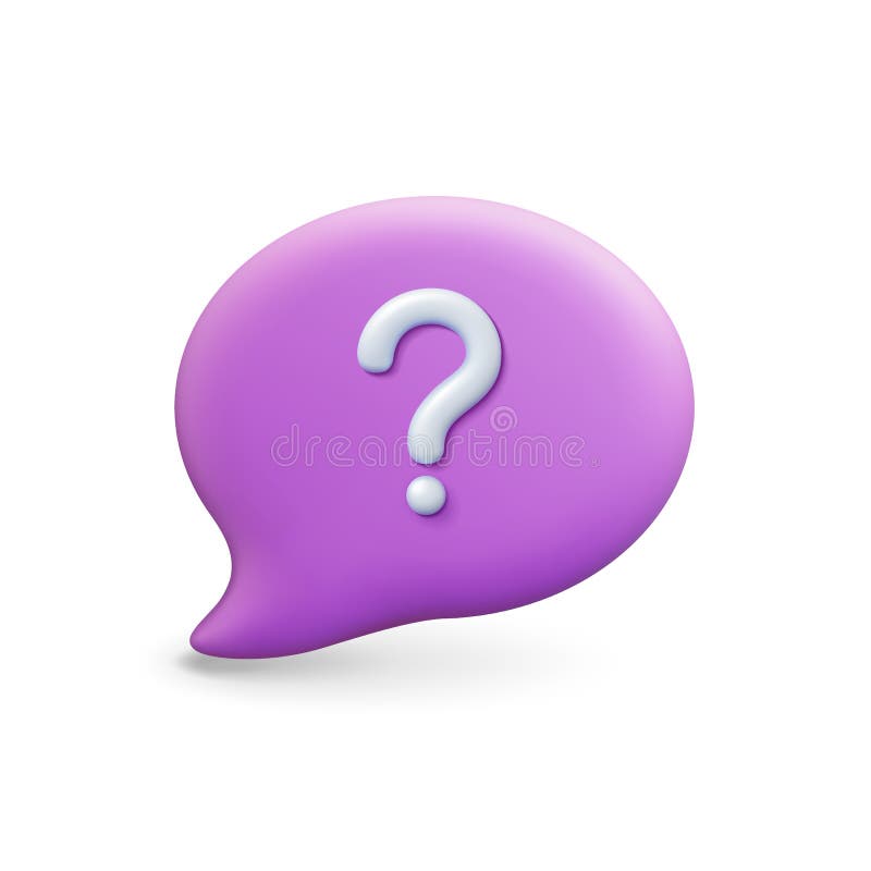 Elemento 3d de burbuja de voz de charla. mensaje vectorial o signo de interrogación de globo de reflexión en el botón de nube. tex libre illustration
