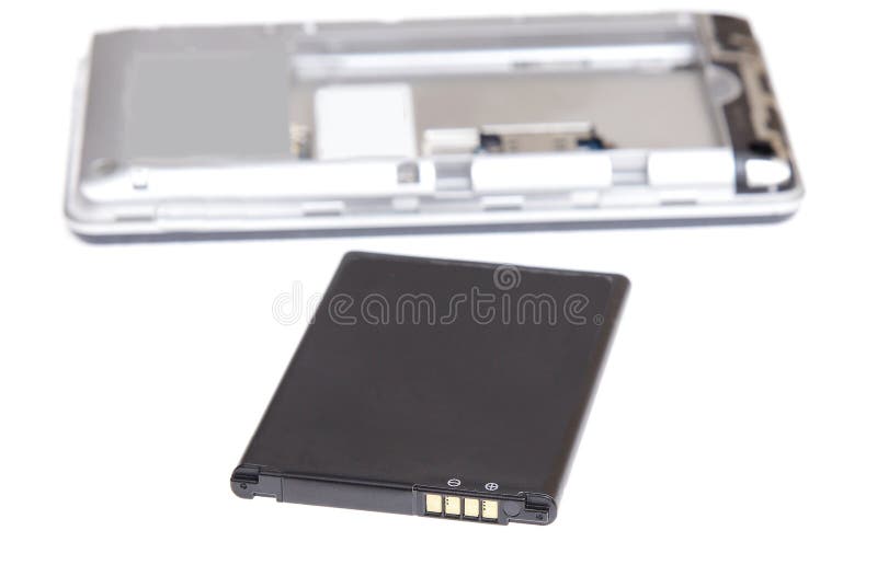 Bateria do smartphone telemóvel acumulador elemento imagem de stock