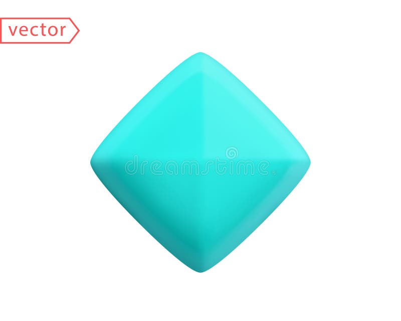 Elemento de diseño 3d de turquesa rhombus. diseño realista de estilo de dibujos animados. botón de decoración de piedras preciosas ilustración del vector
