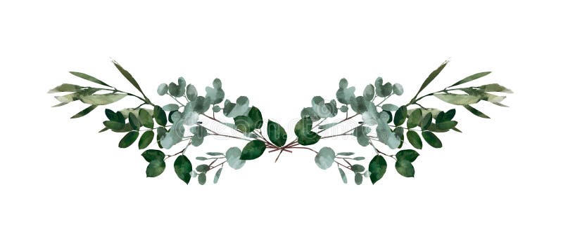Elemento decorativo moderno de la acuarela Guirnalda verde redonda de la hoja del eucalipto, ramas del verdor, guirnalda, fronter libre illustration