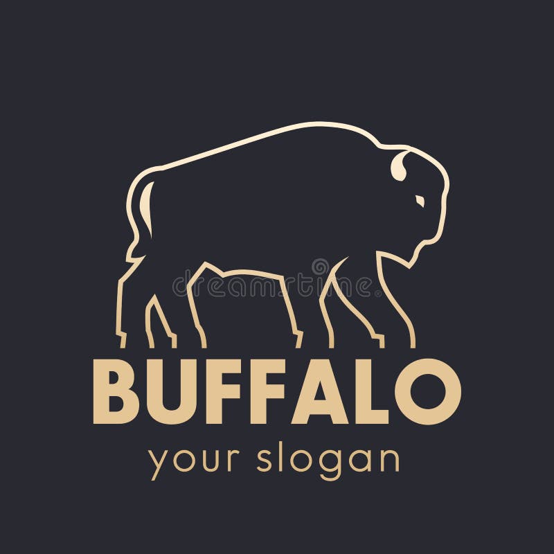 Elemento del logotipo del vector del búfalo, esquema del oro stock de ilustración Elemento del logotipo del vector del búfalo, esquema del oro stock de ilustración